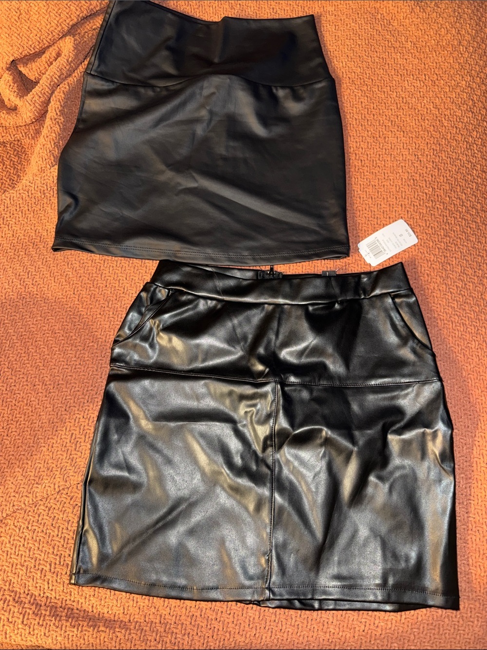 Black Faux Leather Mini Skirt - Women